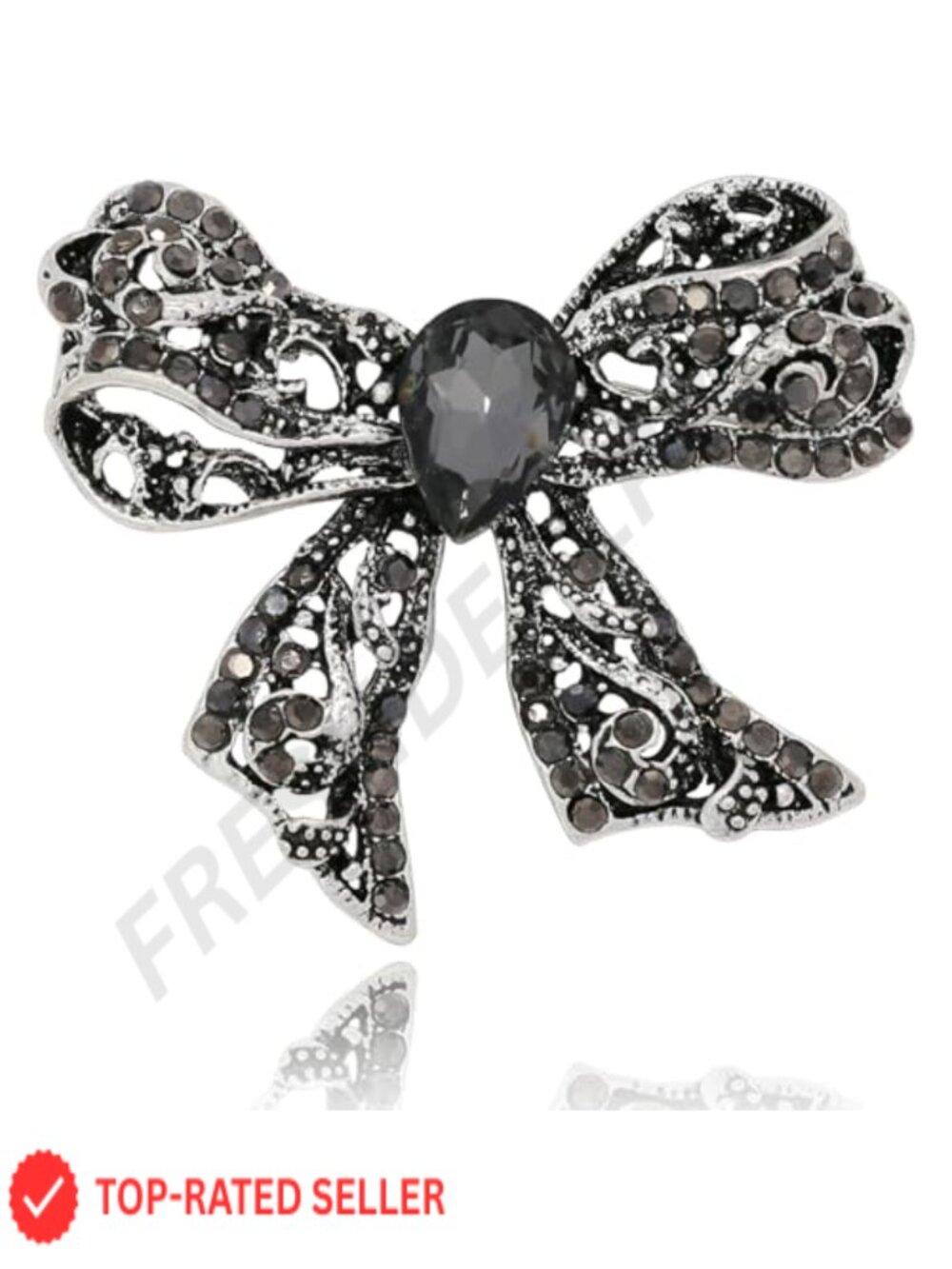 Rhinestone Bow Brooch Vintage Crystal Large Bowknot Pin Wedding Jewelry